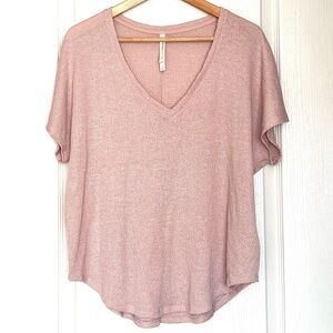 The Group by Babaton Aritzia Mauve Pink Relaxed V-Neck Knit Sweater Oversized, S